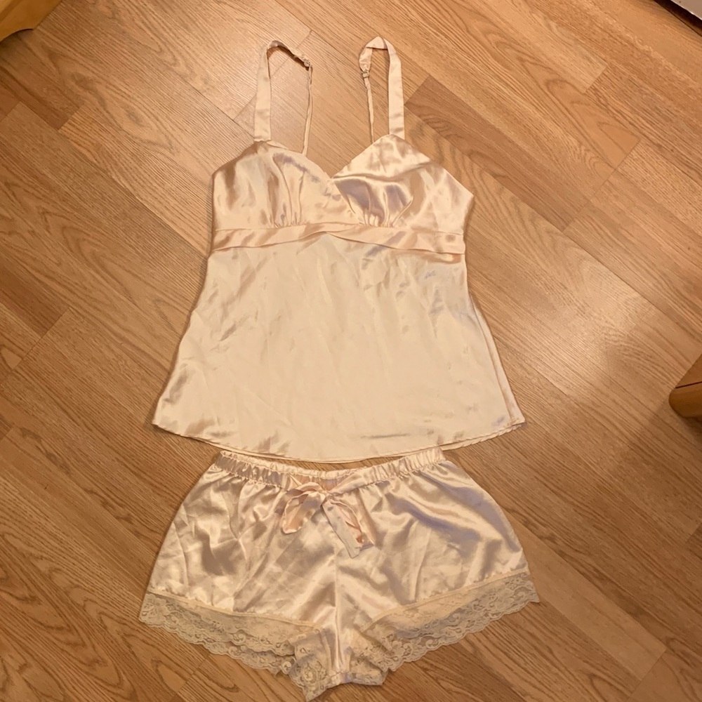 Elegant Cream Satin Sleepwear Set